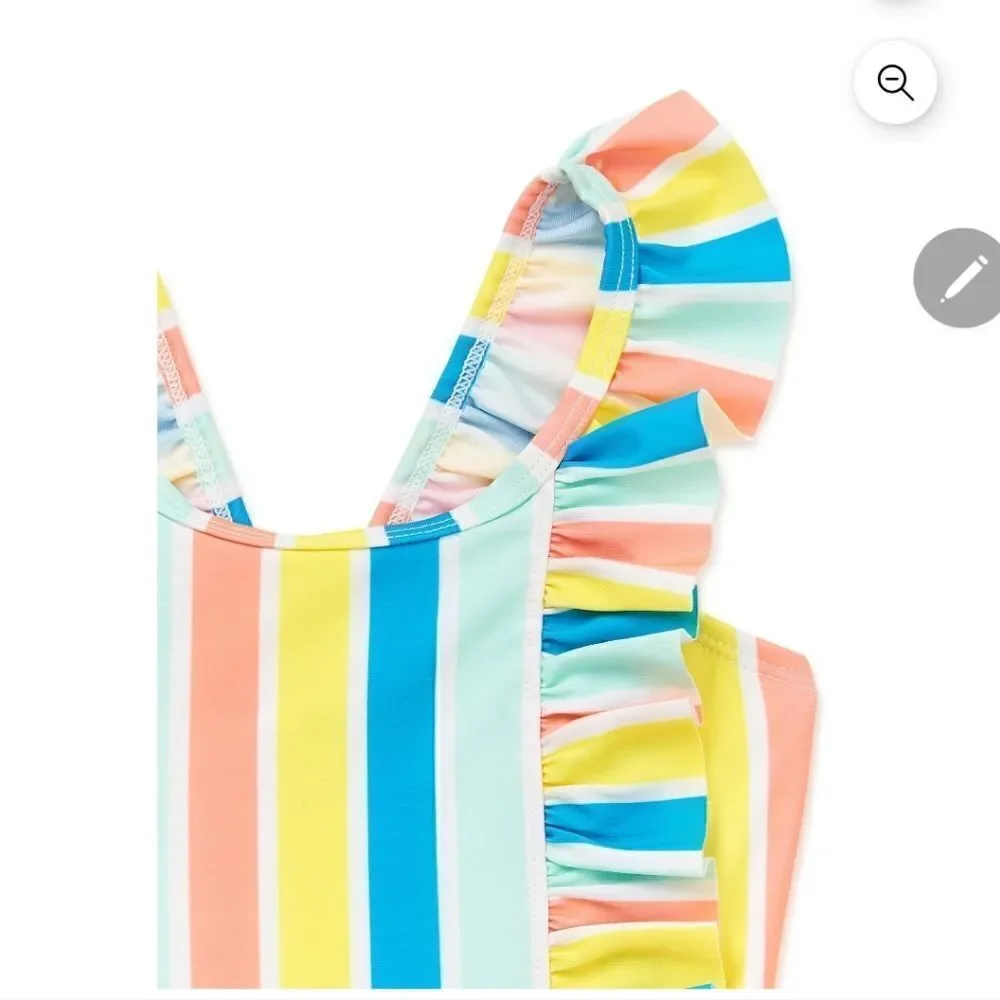 Wonder Nation Toddler Girl Stripe SwimOne-Piece